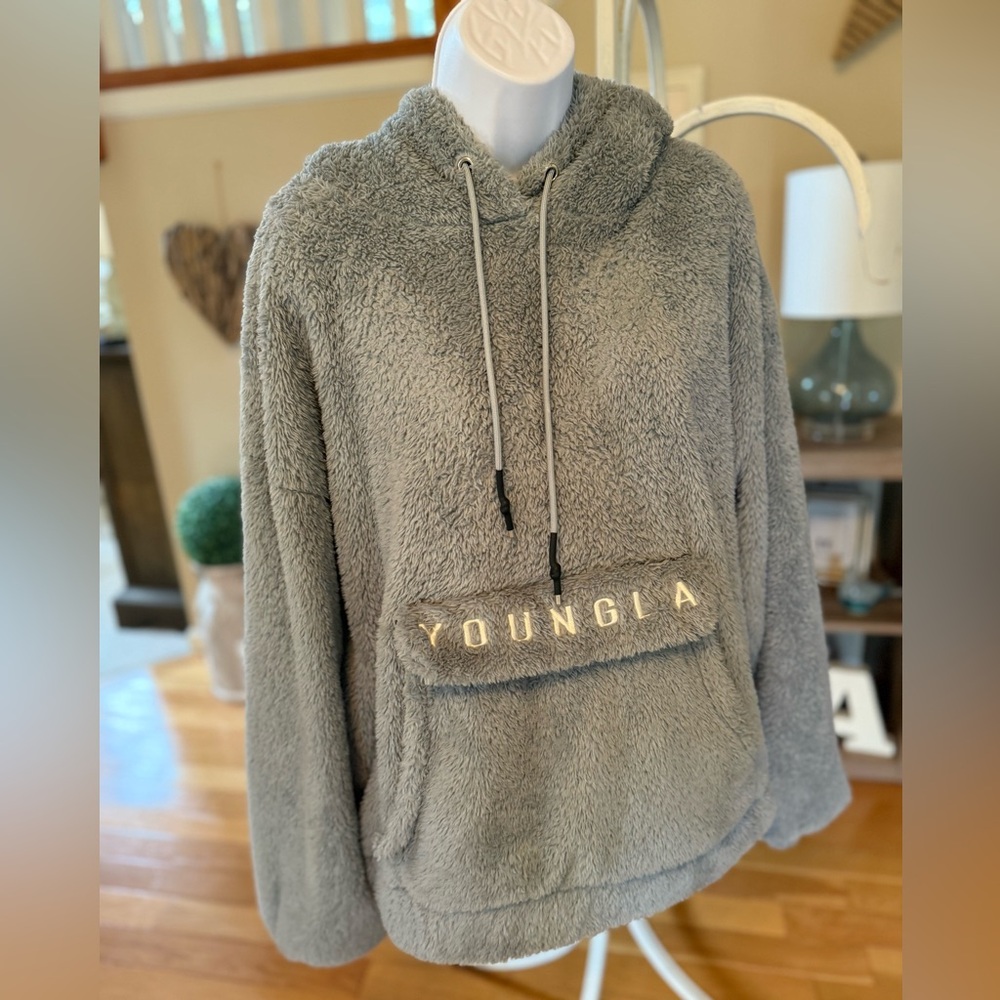 YoungLA Gray Sherpa Hoodie with Pocket